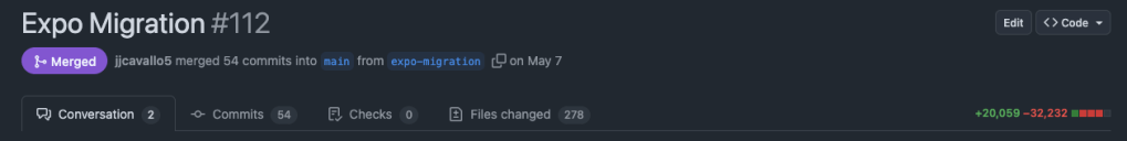 A pull request with 50k lines of code changed